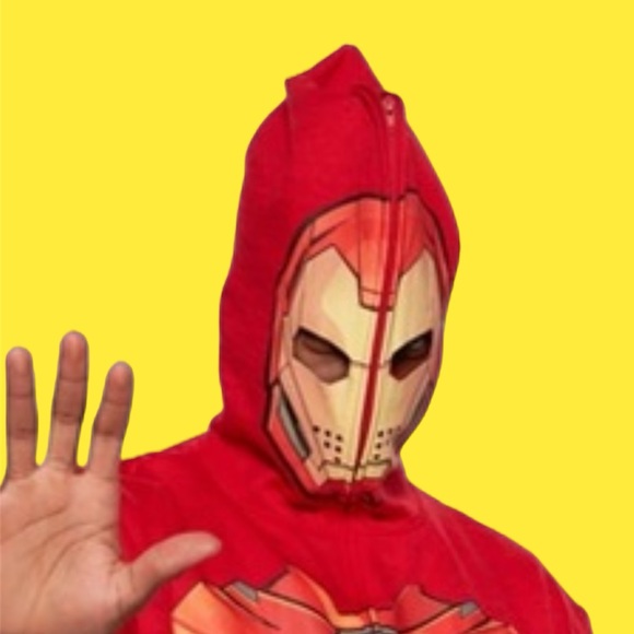 Mens Marvel Iron Man Full Zip Full Mask Costume Hoodie - Size L - Picture 8 of 8